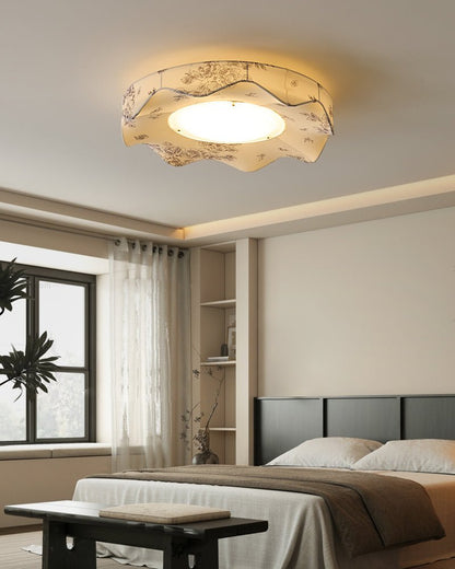 Marisca Ceiling Light | Fabric & Metal | Beige Shade