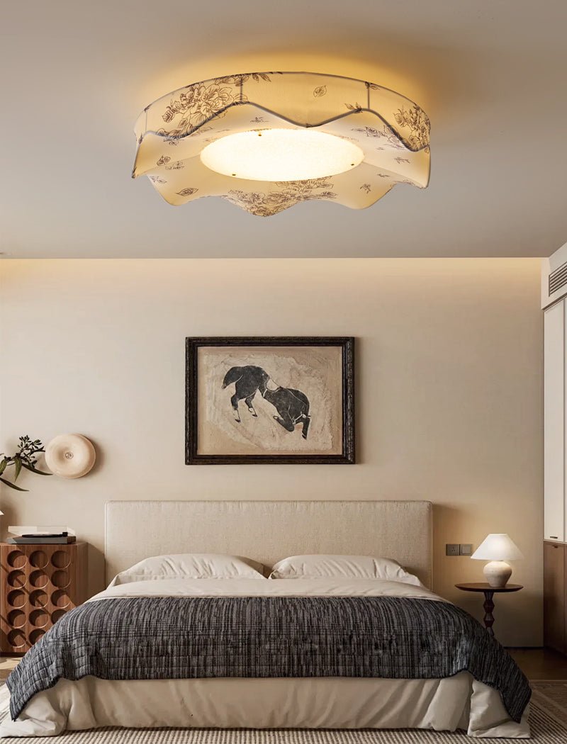 Marisca Ceiling Light | Fabric & Metal | Beige Shade