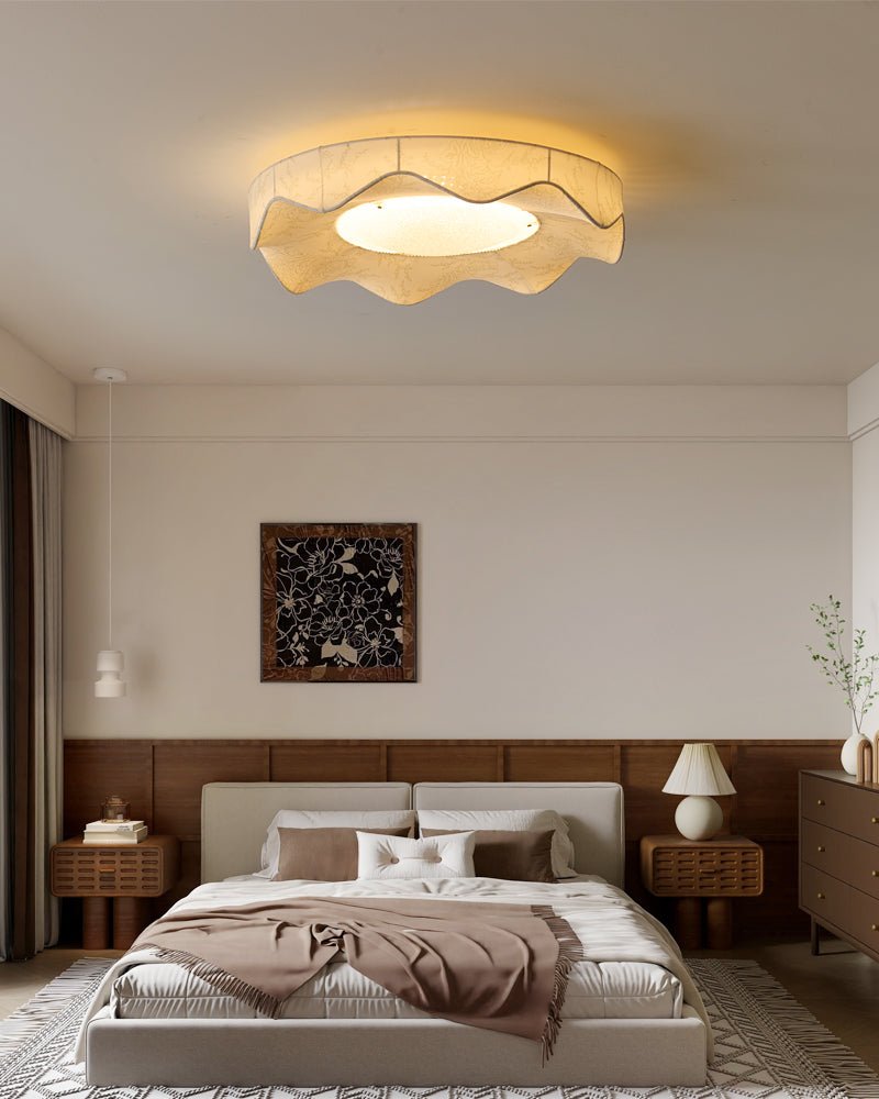 Marisca Ceiling Light | Fabric & Metal | Beige Shade