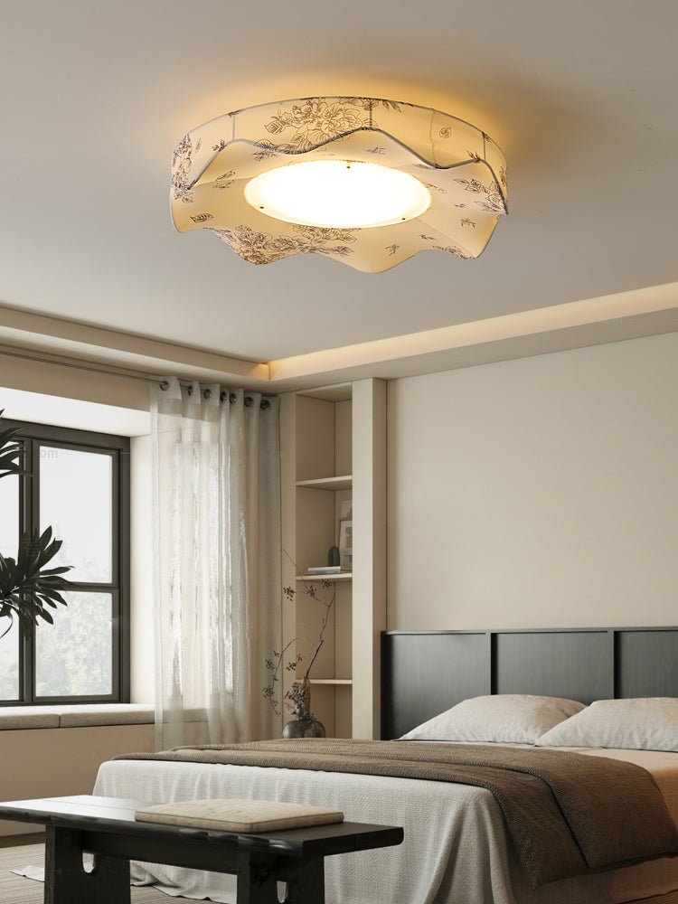 Marisca Ceiling Light | Fabric & Metal | Beige Shade