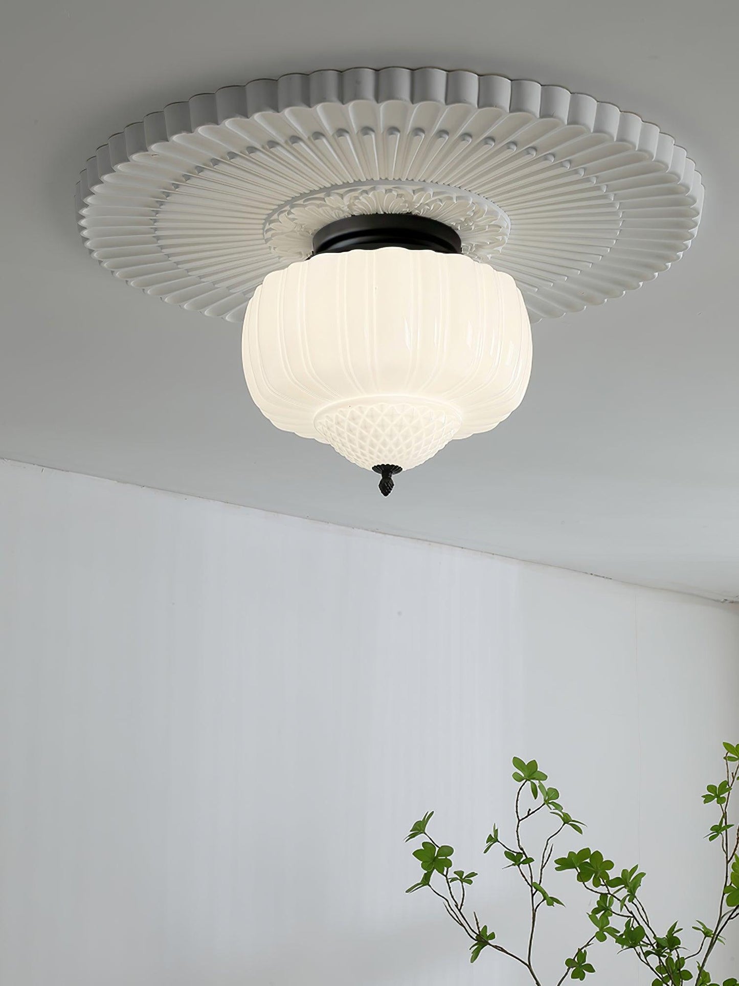 Marlo Ceiling Light | Metal & Glass | Black & White