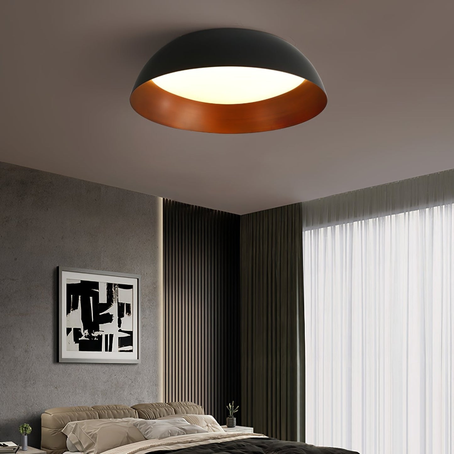 Marlow Shadow Ceiling Lamp | Metal & Acrylic | Black or White
