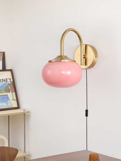 Marshmallow Wall Sconce | Copper & Pink Glass | Set of 2