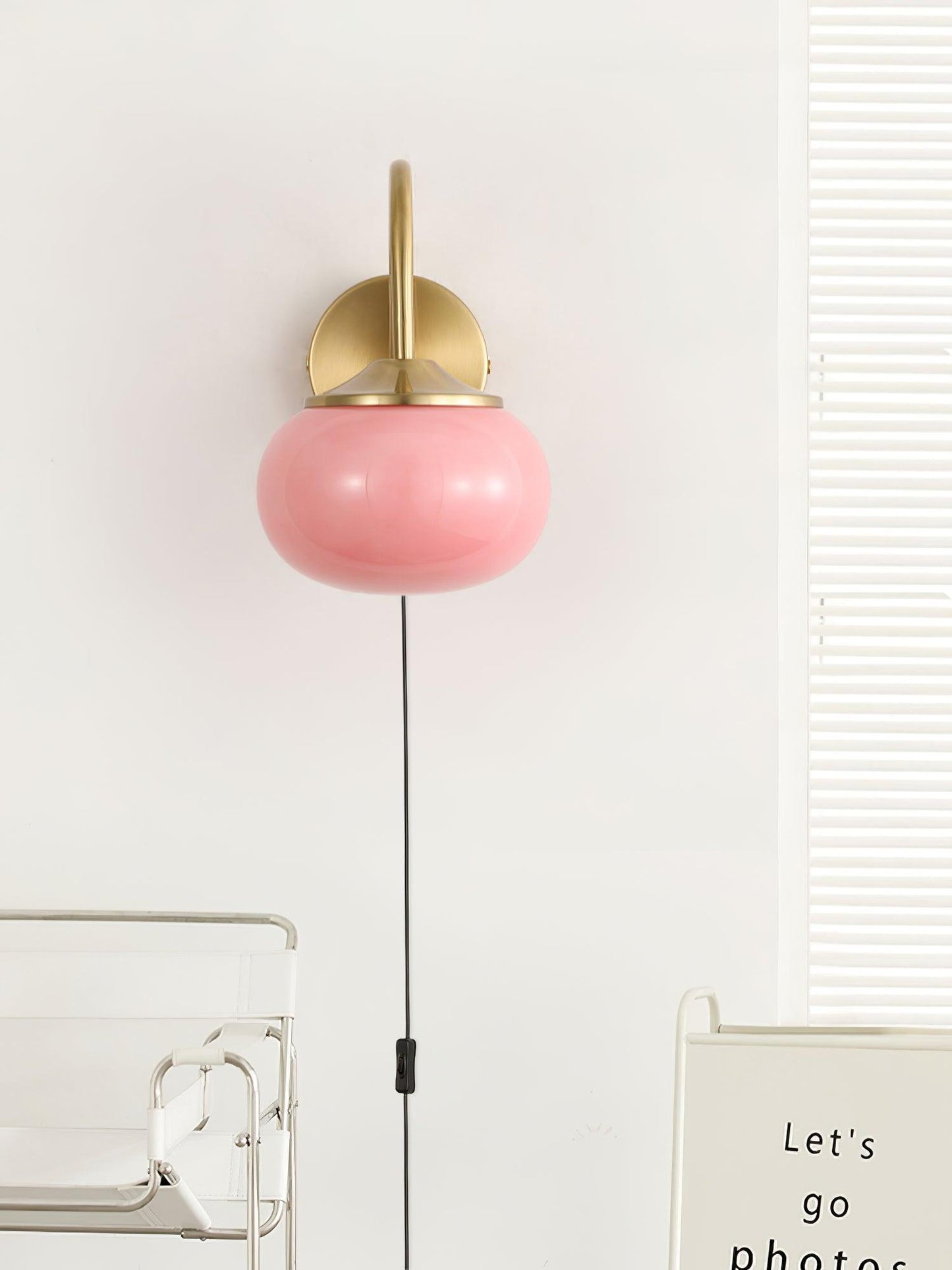 Marshmallow Wall Sconce | Copper & Pink Glass | Set of 2