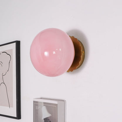 Marshmallow Wall Sconce | Metal & Pink Glass | 20cm Diameter