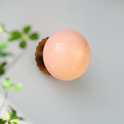 Marshmallow Wall Sconce | Metal & Pink Glass | 20cm Diameter