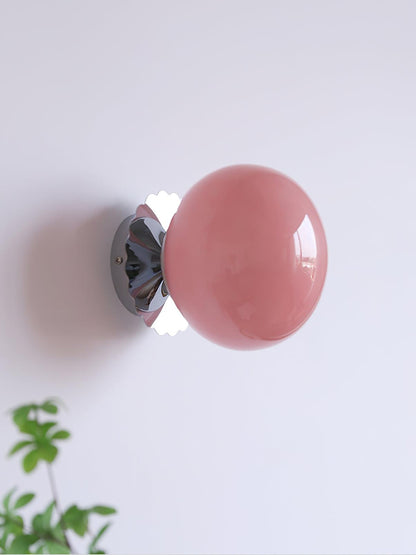 Marshmallow Wall Sconce | Metal & Pink Glass | 20cm Diameter