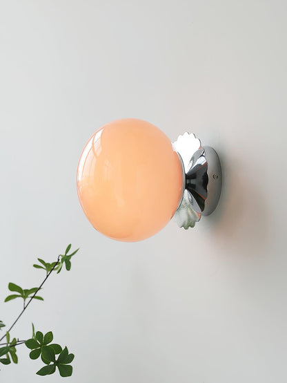 Marshmallow Wall Sconce | Metal & Pink Glass | 20cm Diameter