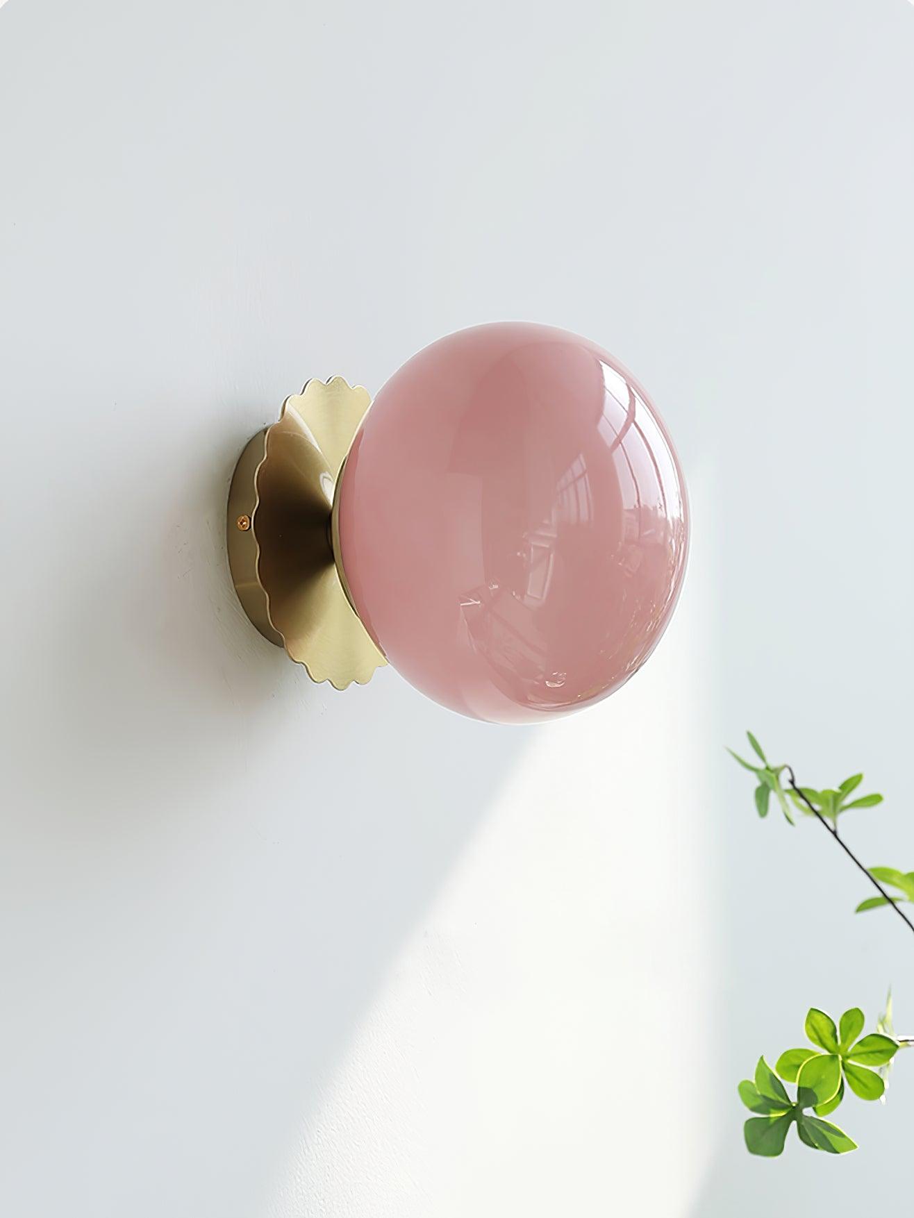 Marshmallow Wall Sconce | Metal & Pink Glass | 20cm Diameter