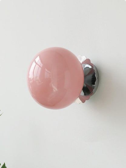 Marshmallow Wall Sconce | Metal & Pink Glass | 20cm Diameter