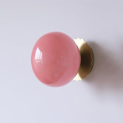 Marshmallow Wall Sconce | Metal & Pink Glass | 20cm Diameter