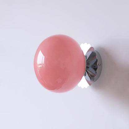 Marshmallow Wall Sconce | Metal & Pink Glass | 20cm Diameter