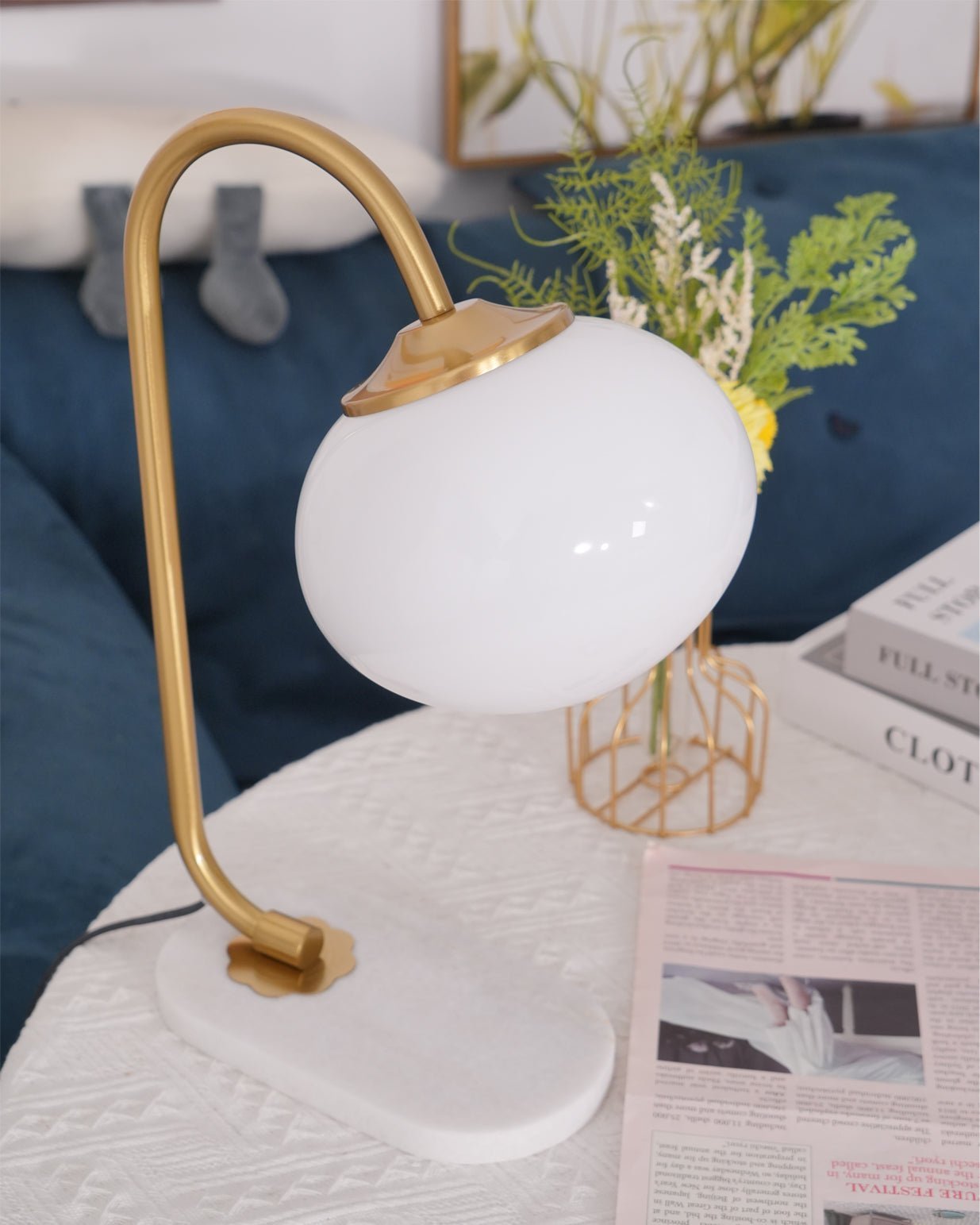 Marshmallow Table Lamp | Gold Finish with Pink Glass Shade | 22cm Diameter