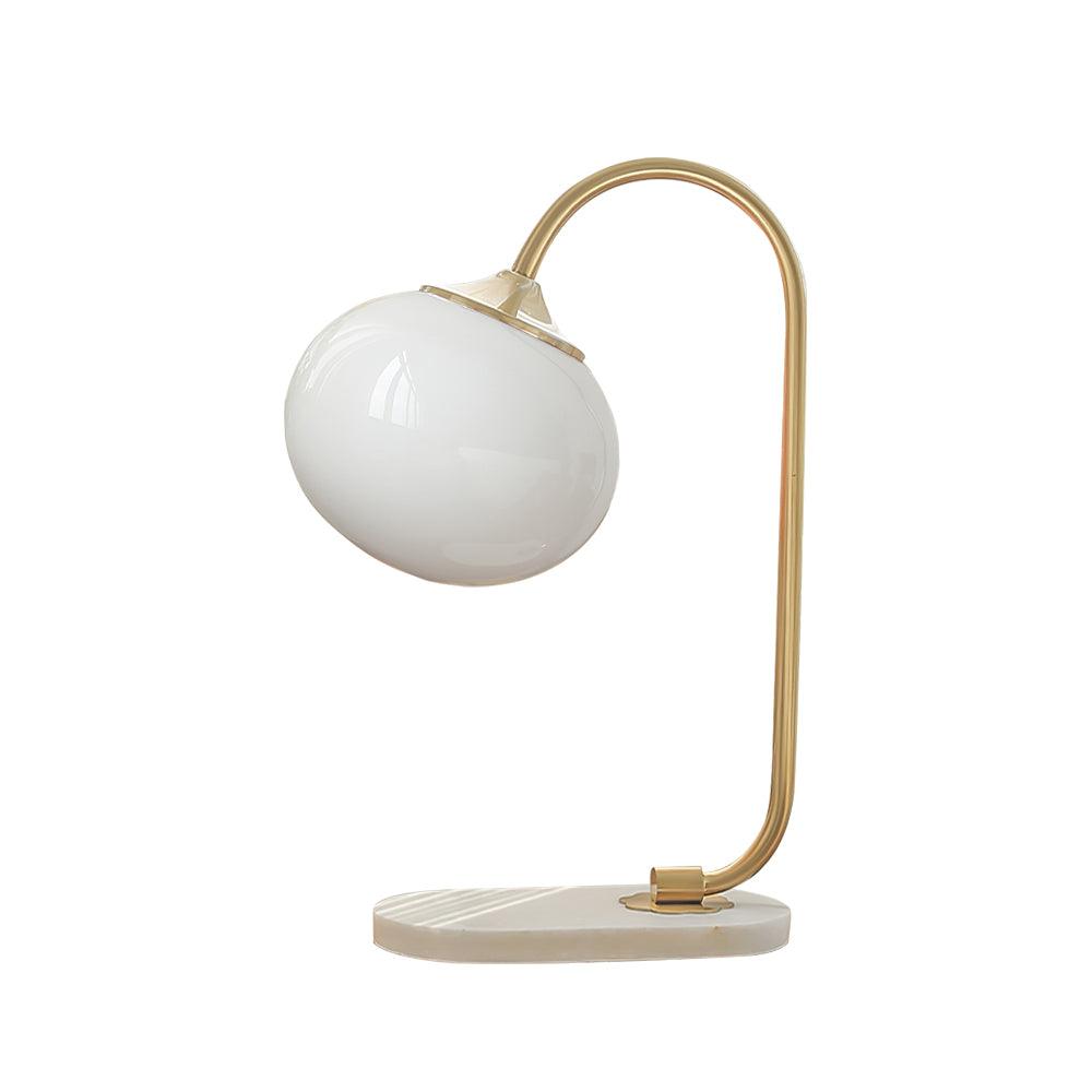Marshmallow Table Lamp | Gold Finish with Pink Glass Shade | 22cm Diameter