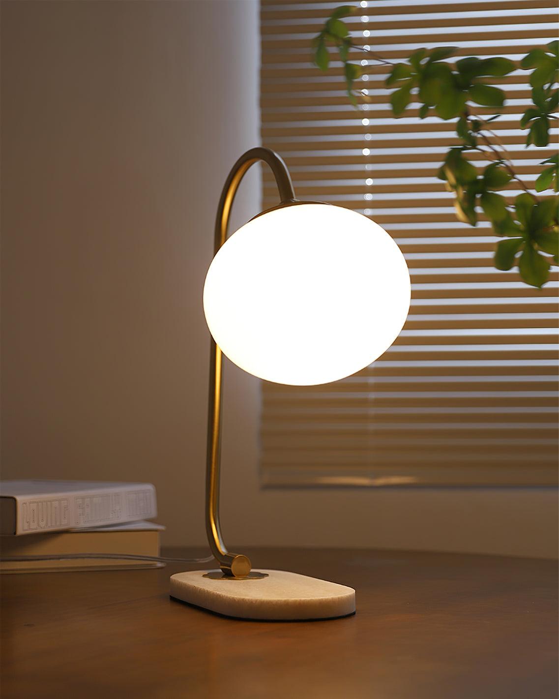 Marshmallow Table Lamp | Gold Finish with Pink Glass Shade | 22cm Diameter