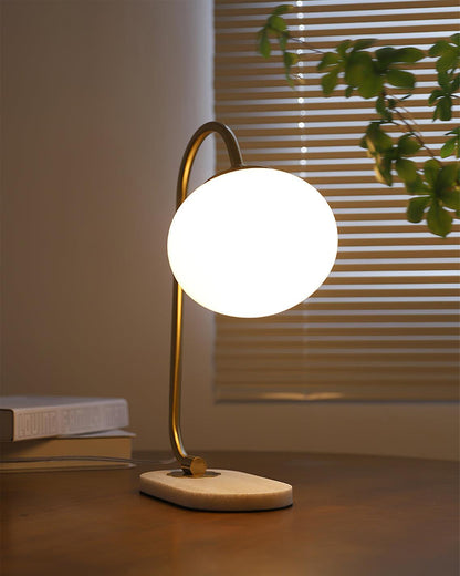 Marshmallow Table Lamp | Gold Finish with Pink Glass Shade | 22cm Diameter