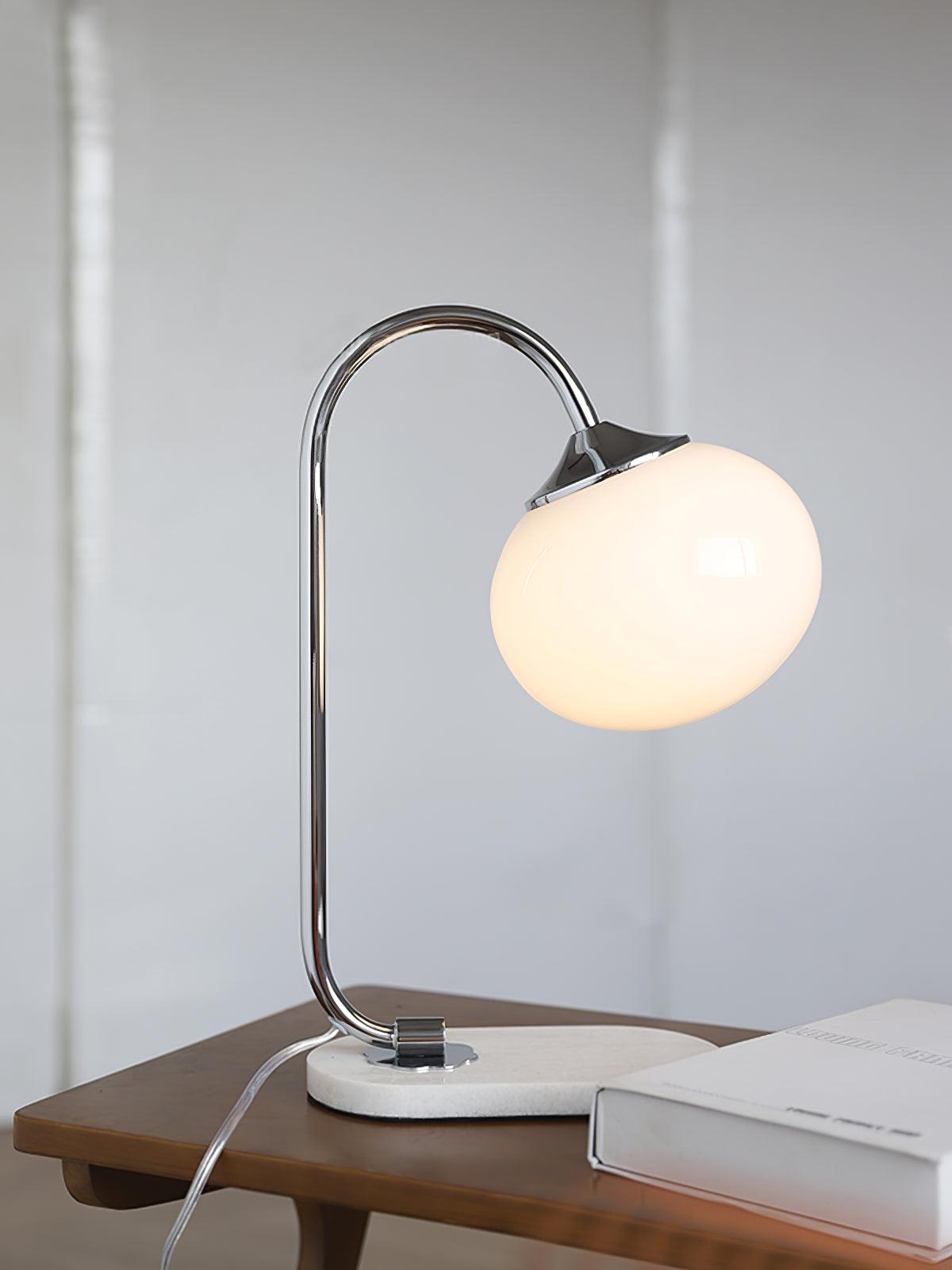 Marshmallow Table Lamp | Gold Finish with Pink Glass Shade | 22cm Diameter