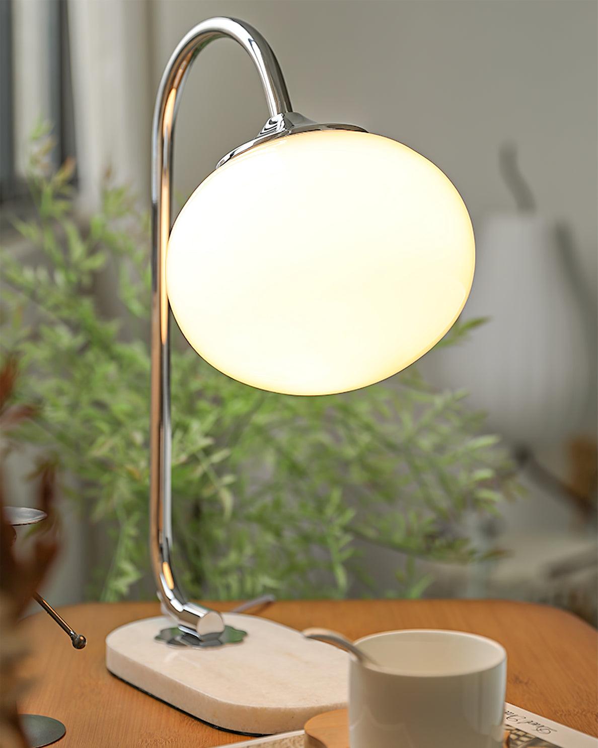 Marshmallow Table Lamp | Gold Finish with Pink Glass Shade | 22cm Diameter