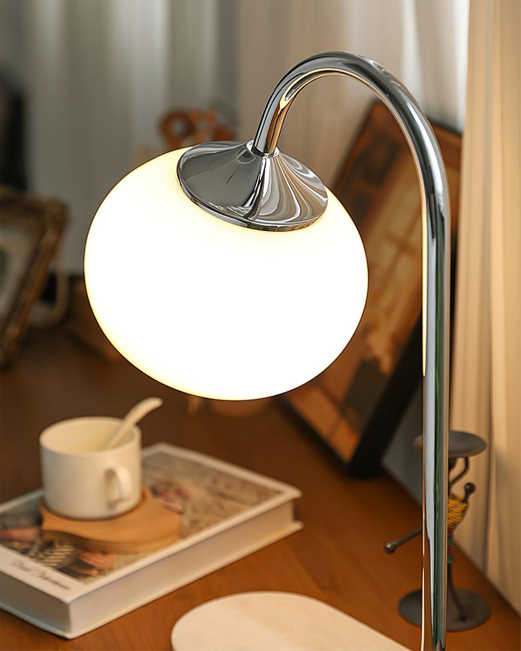 Marshmallow Table Lamp | Gold Finish with Pink Glass Shade | 22cm Diameter