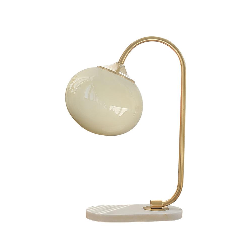 Marshmallow Table Lamp | Gold Finish with Pink Glass Shade | 22cm Diameter
