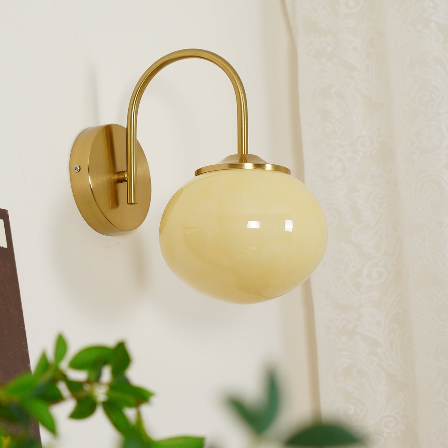 Marshmallow Wall Lamp | Copper & Pink Glass | 14cm Diameter