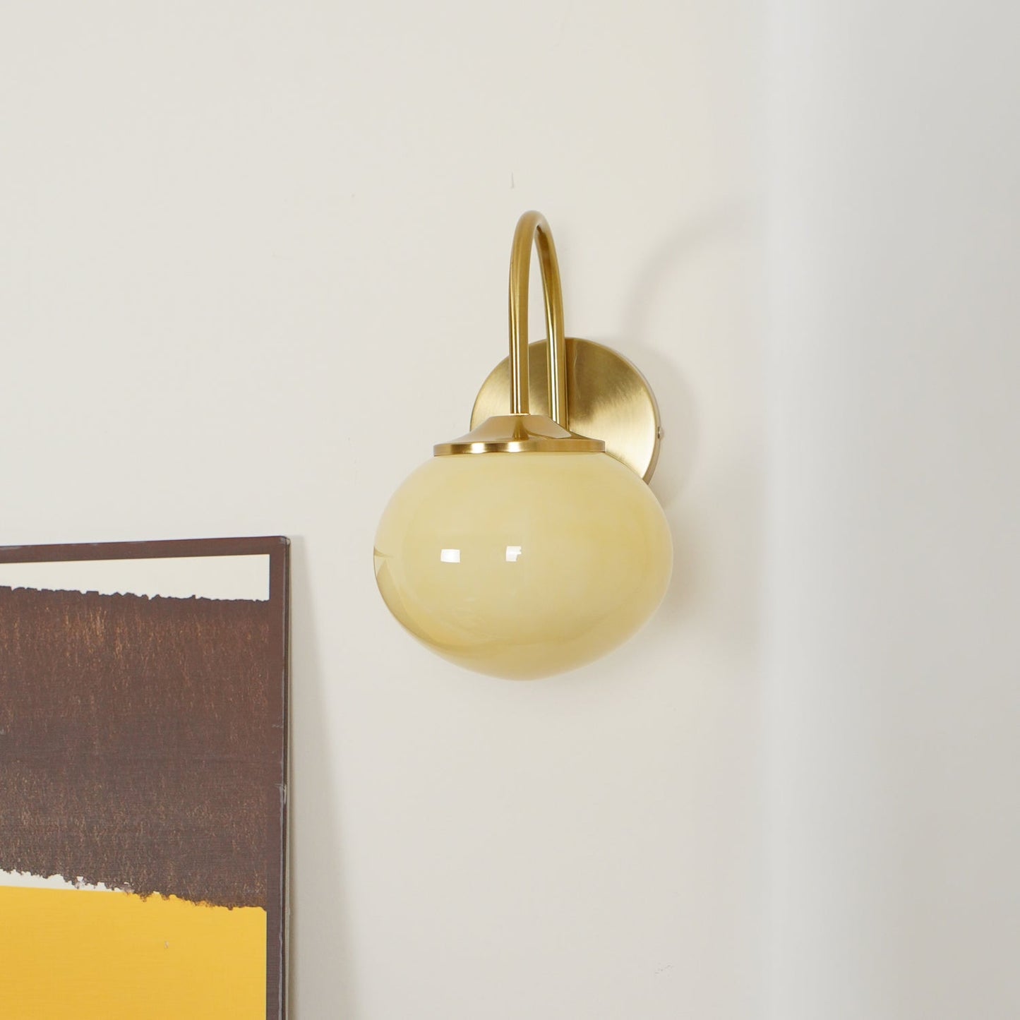 Marshmallow Wall Lamp | Copper & Pink Glass | 14cm Diameter