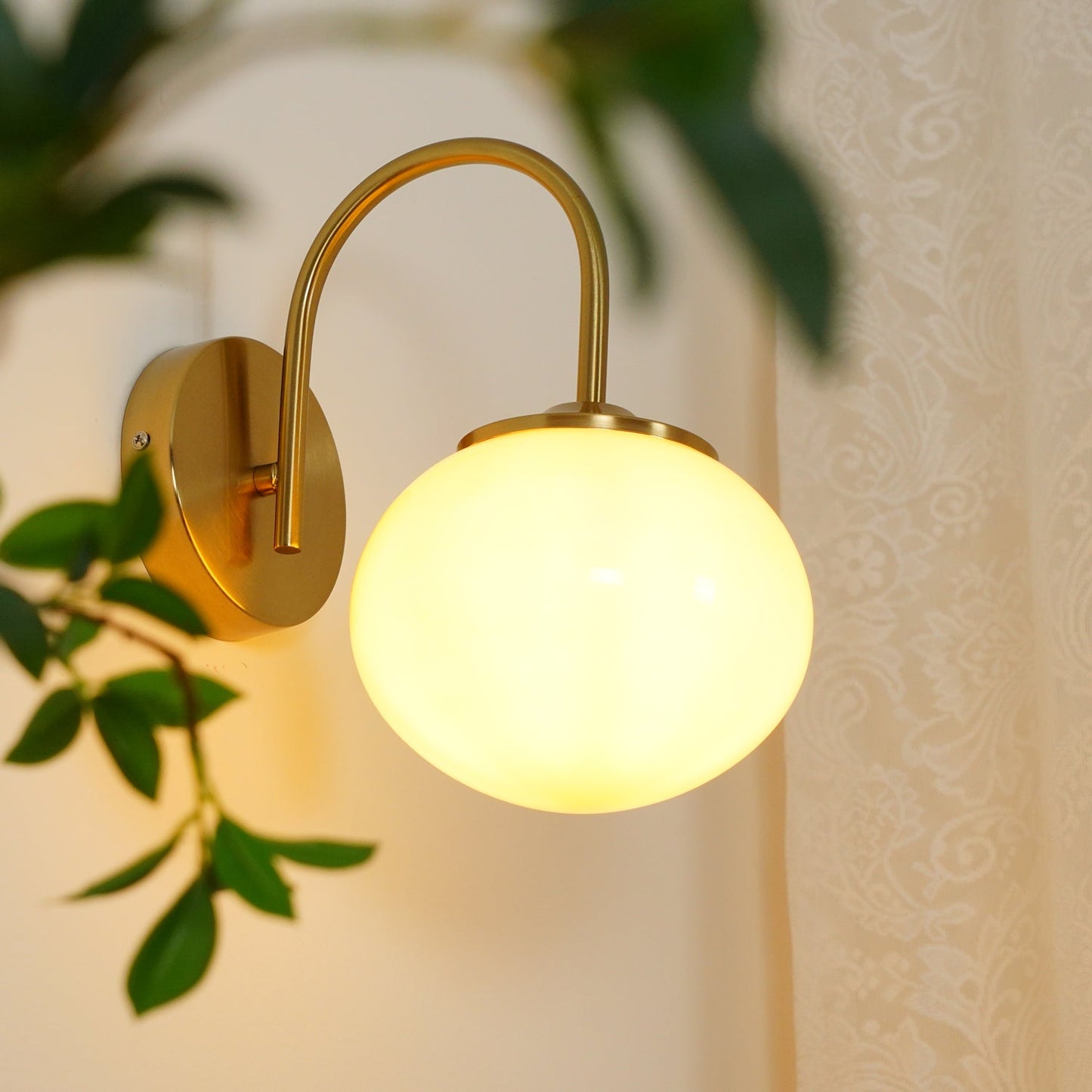 Marshmallow Wall Lamp | Copper & Pink Glass | 14cm Diameter