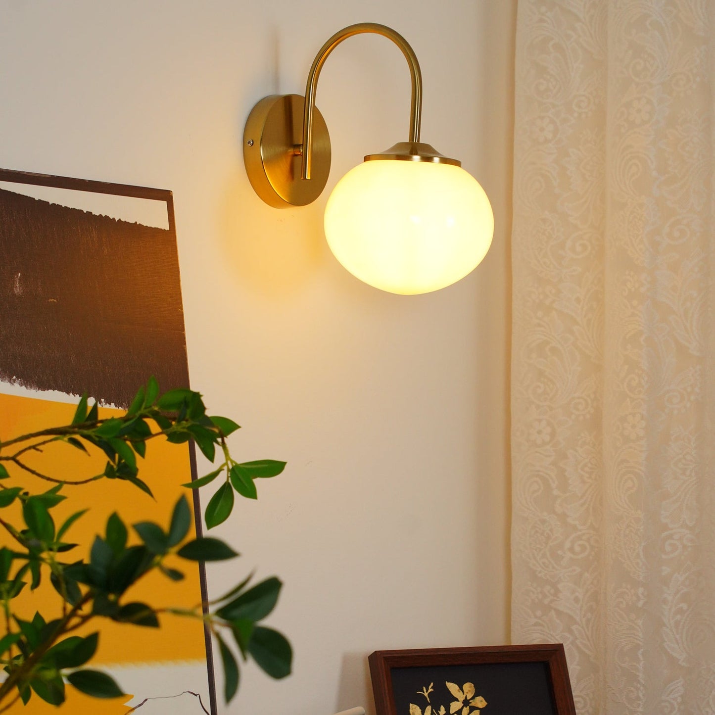 Marshmallow Wall Lamp | Copper & Pink Glass | 14cm Diameter