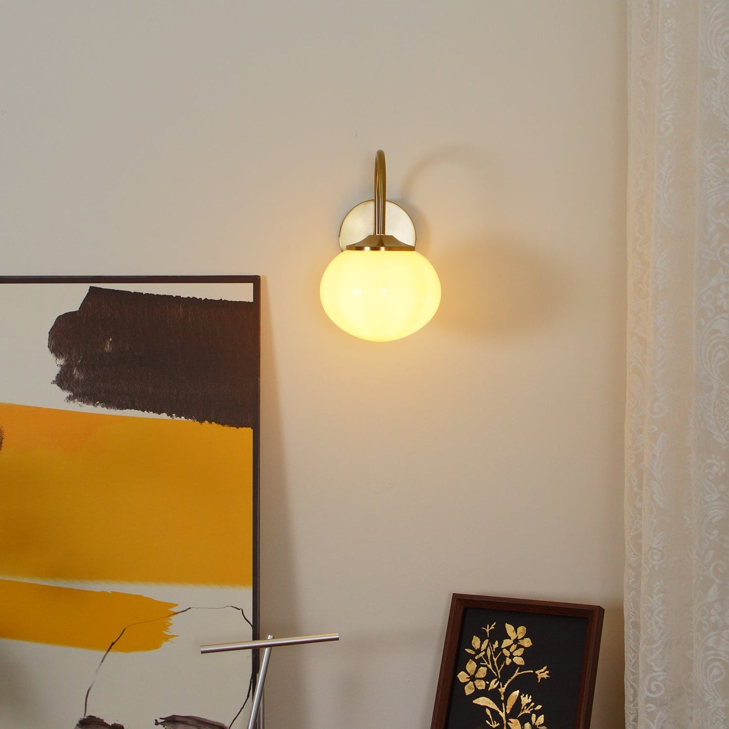 Marshmallow Wall Lamp | Copper & Pink Glass | 14cm Diameter