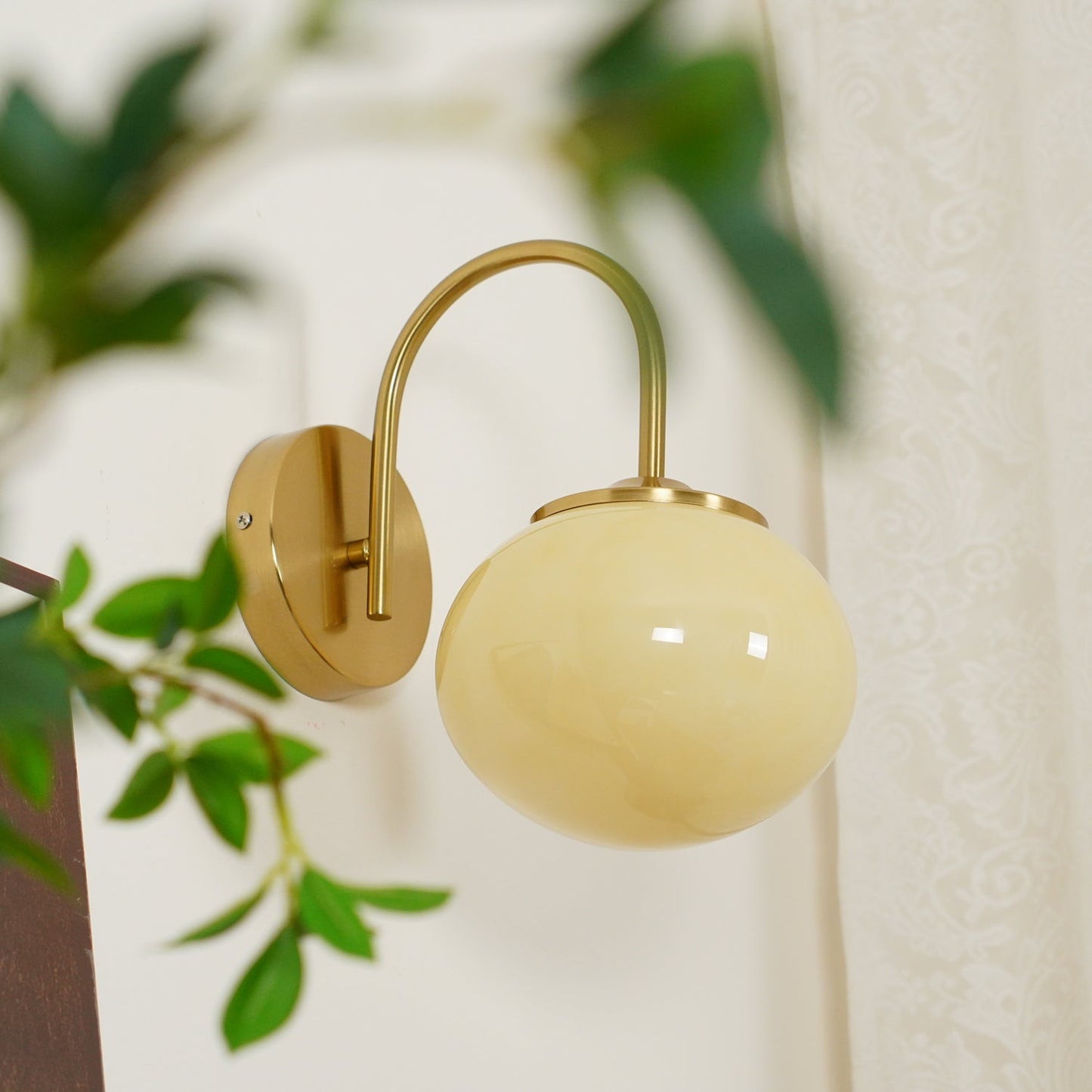 Marshmallow Wall Lamp | Copper & Pink Glass | 14cm Diameter