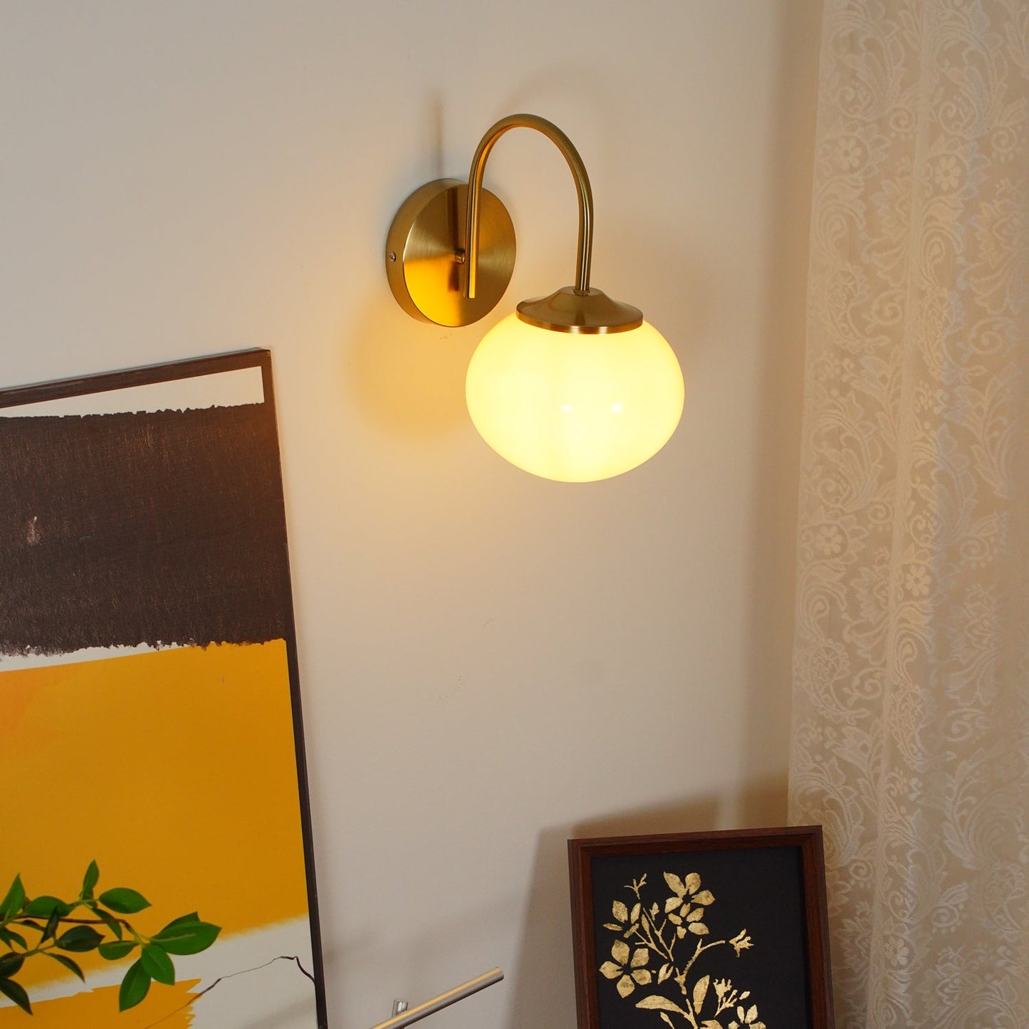 Marshmallow Wall Lamp | Copper & Pink Glass | 14cm Diameter