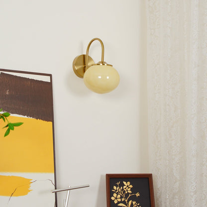 Marshmallow Wall Lamp | Copper & Pink Glass | 14cm Diameter