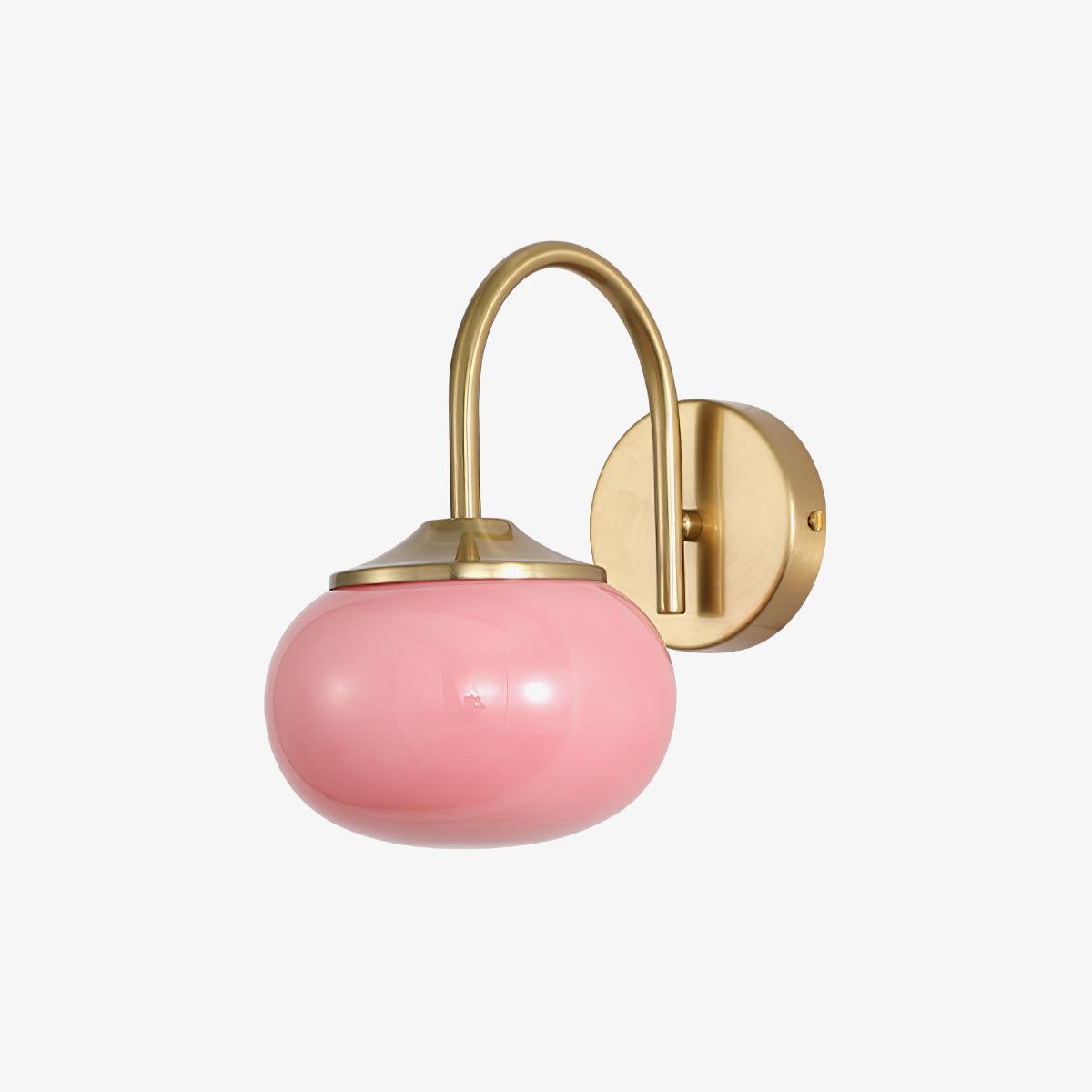 Marshmallow Wall Lamp | Copper & Pink Glass | 14cm Diameter