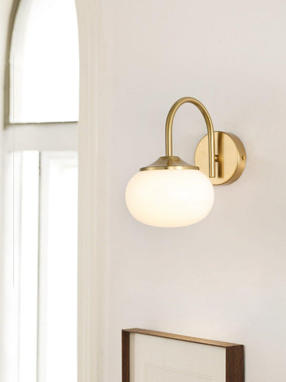 Marshmallow Wall Lamp | Copper & Pink Glass | 14cm Diameter