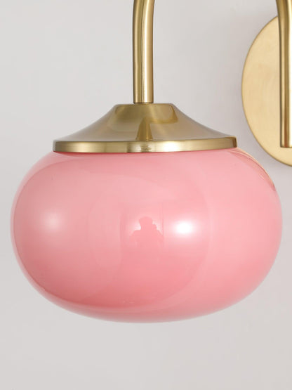 Marshmallow Wall Lamp | Copper & Pink Glass | 14cm Diameter