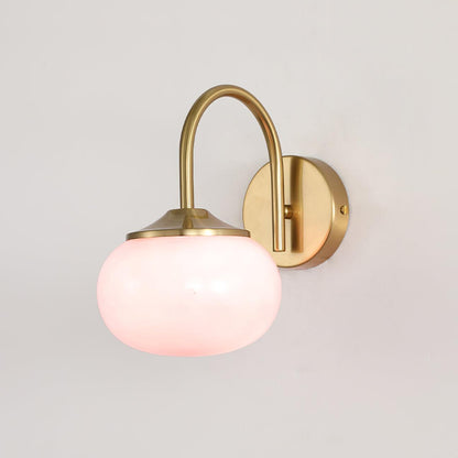Marshmallow Wall Lamp | Copper & Pink Glass | 14cm Diameter
