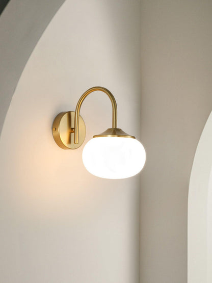 Marshmallow Wall Lamp | Copper & Pink Glass | 14cm Diameter