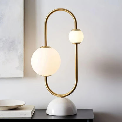 Martha Table Lamp | Gold Frame | White Glass