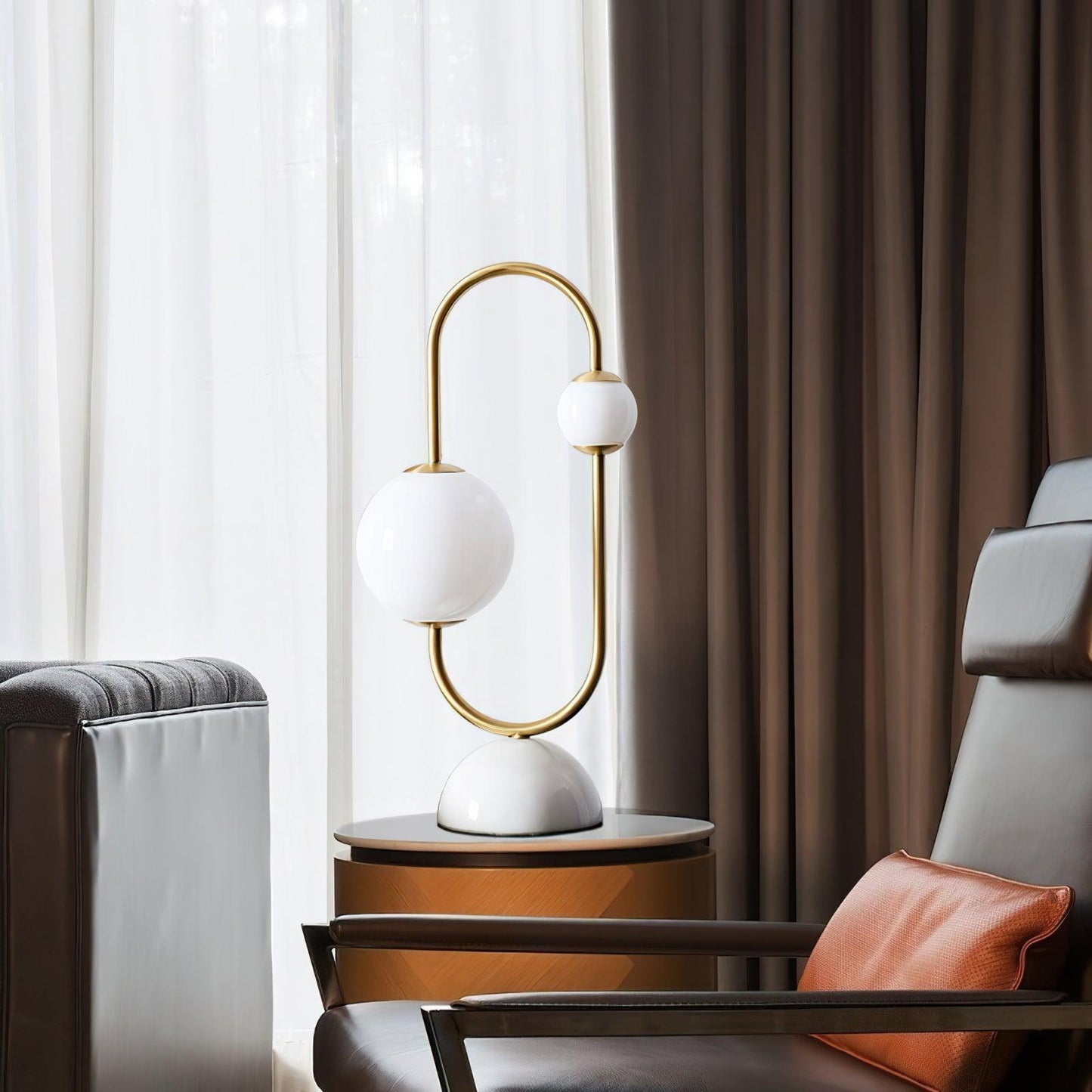 Martha Table Lamp | Gold Frame | White Glass