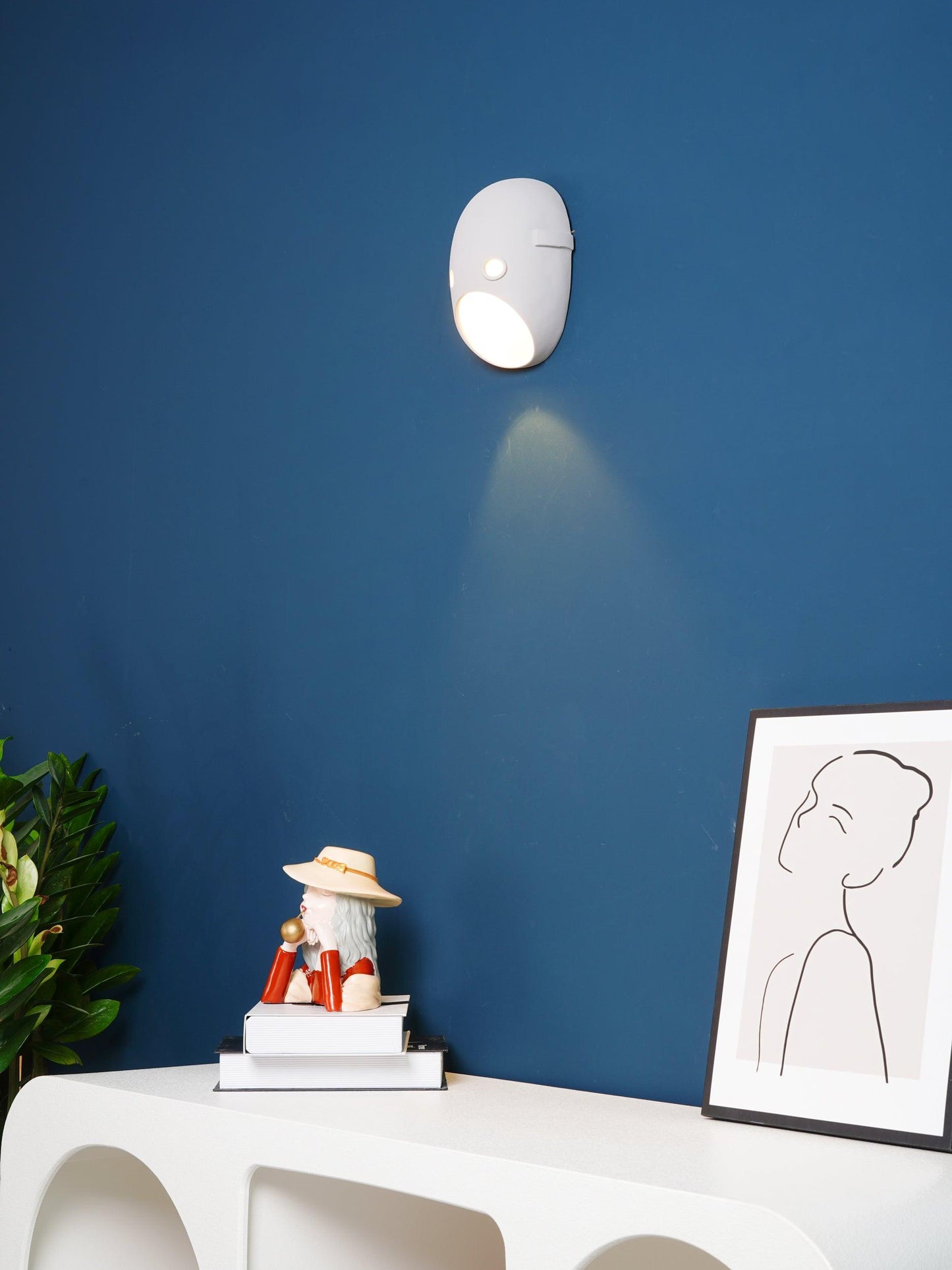 Mask Wall Light | Resin, Aluminum, Iron | Grey