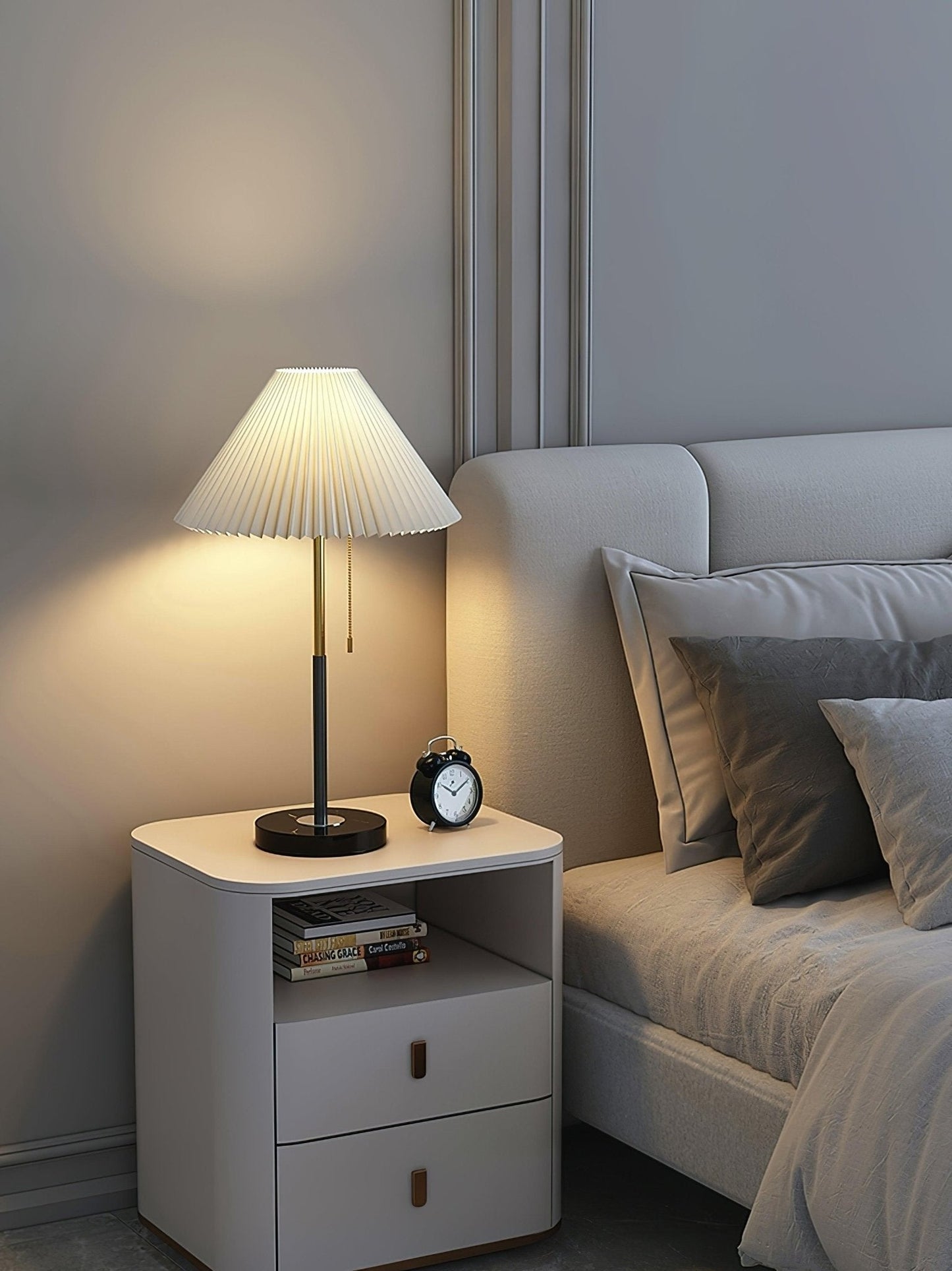 Matin Table Lamp | Marble Base & Fabric Shade | Beige & Green