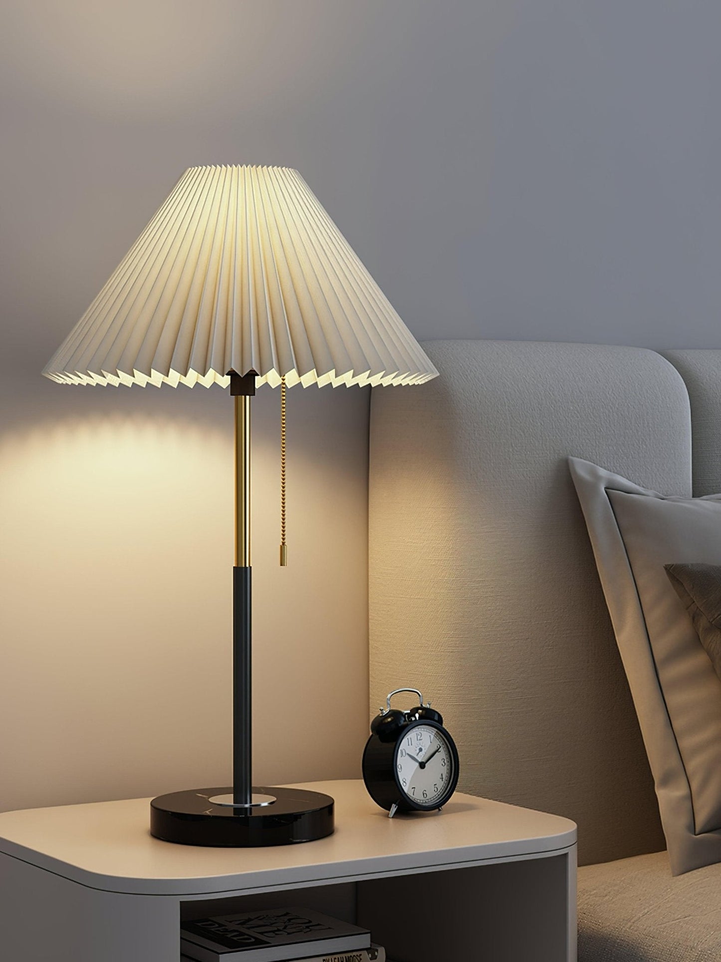 Matin Table Lamp | Marble Base & Fabric Shade | Beige & Green