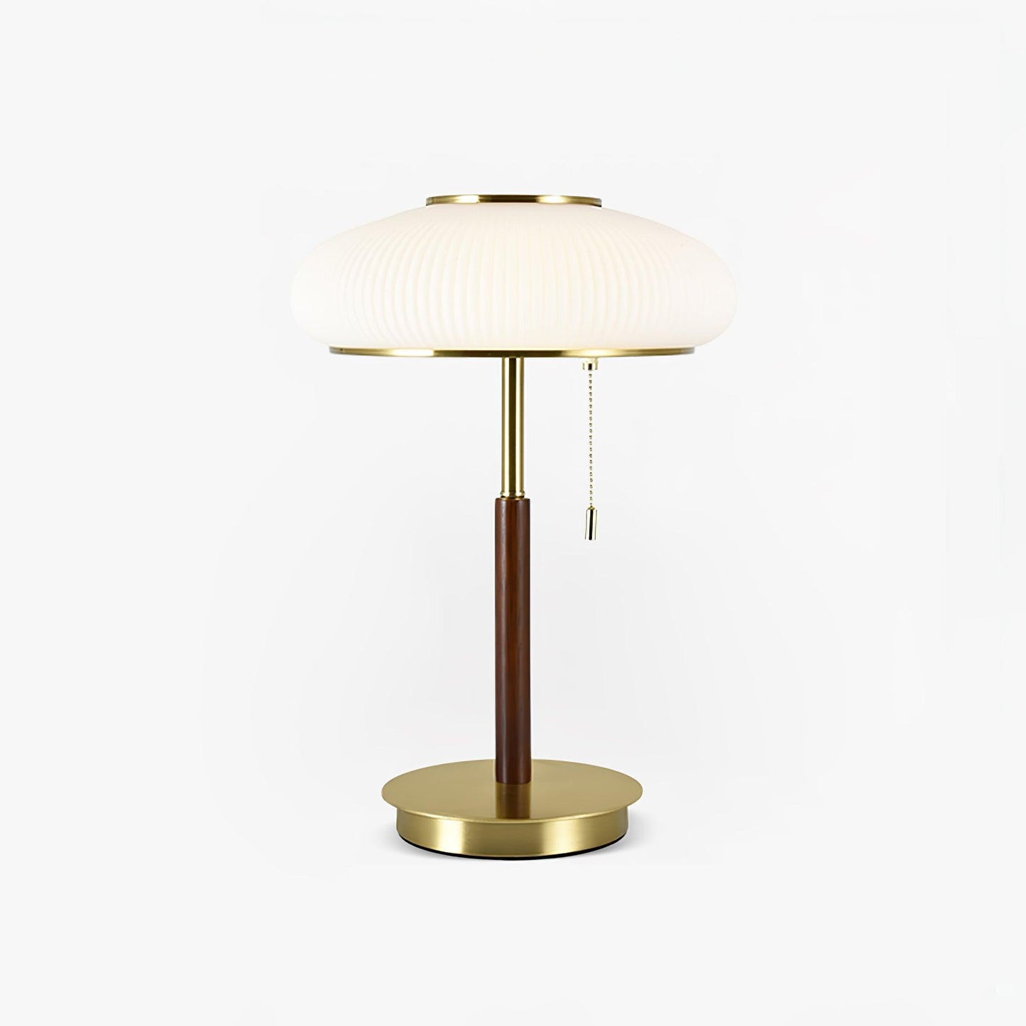 Matsutake Mushroom Table Lamp | Metal, Glass, Wood | Gold and White