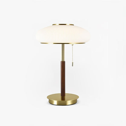 Matsutake Mushroom Table Lamp | Metal, Glass, Wood | Gold and White