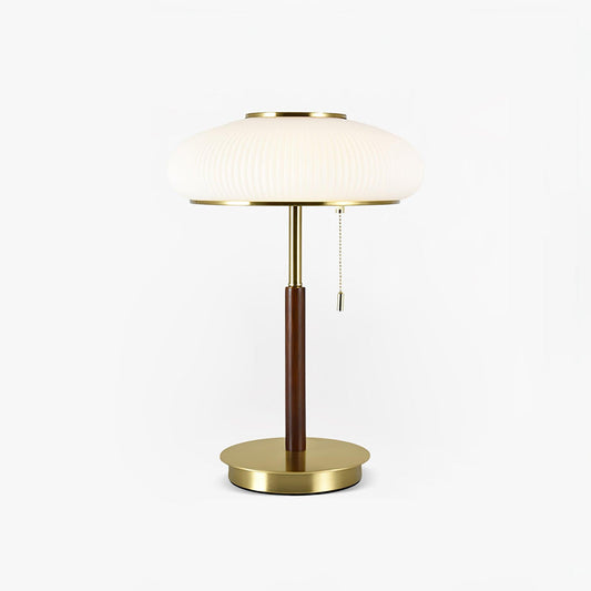 Matsutake Mushroom Table Lamp | Metal, Glass, Wood | Gold and White