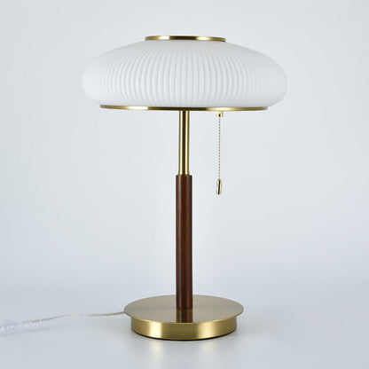 Matsutake Mushroom Table Lamp | Metal, Glass, Wood | Gold and White