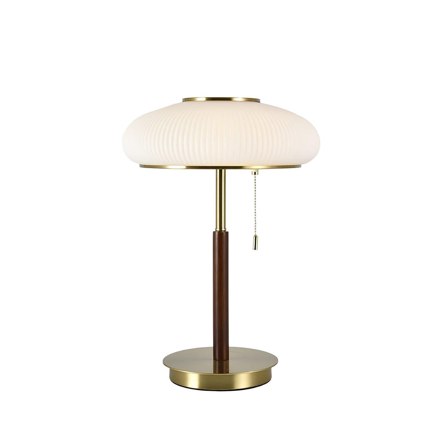 Matsutake Mushroom Table Lamp | Metal, Glass, Wood | Gold and White