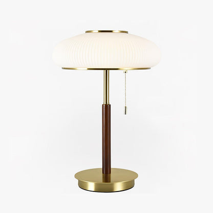 Matsutake Mushroom Table Lamp | Metal, Glass, Wood | Gold and White