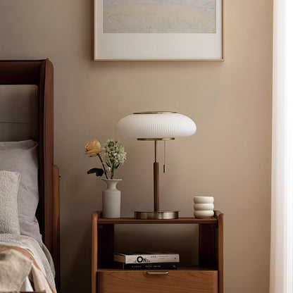 Matsutake Mushroom Table Lamp | Metal, Glass, Wood | Gold and White