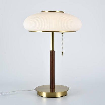 Matsutake Mushroom Table Lamp | Metal, Glass, Wood | Gold and White